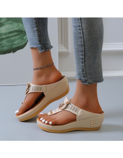 Replica Casual Fashion Hollow Out Round Toe Solid Color Slippers  #797459 $21.13 USD for Wholesale