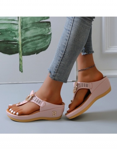 Replica Casual Fashion Hollow Out Round Toe Solid Color Slippers  #797459 $21.13 USD for Wholesale