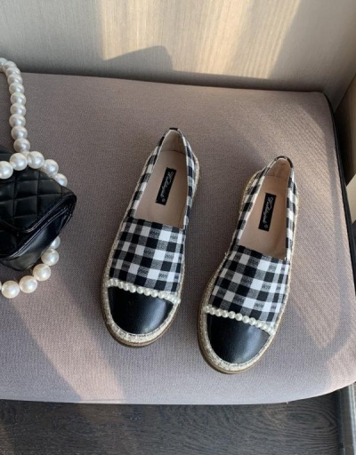 Replica Plaid Faux Pearl Decoration Design Loafer Shoes #797471 $47.32 USD for Wholesale