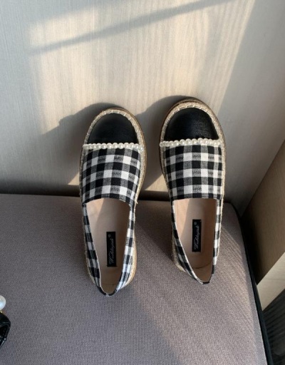 Replica Plaid Faux Pearl Decoration Design Loafer Shoes #797471 $47.32 USD for Wholesale