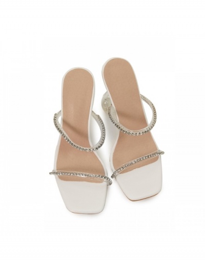 Replica Simple Design See Through Crystal Rhinstone Women Slippers  #797482 $38.32 USD for Wholesale