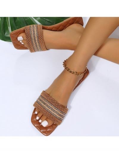 Replica  Weave Square Toe Flat Slippers For Women #797506 $20.47 USD for Wholesale