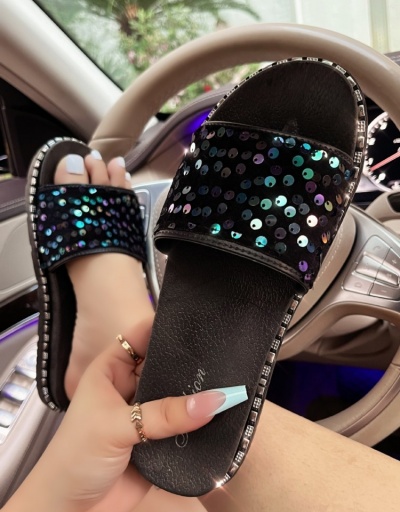 Leisure PVC  Beaded Sequin Women's Slipper #797510 $14.66 USD, Wholesale Fashion Slippers