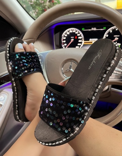 Replica Leisure PVC  Beaded Sequin Women's Slipper #797510 $14.66 USD for Wholesale