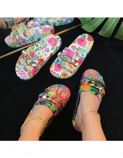 Replica Pattern Chain Patch Outdoor Slide Slippers #797523 $15.68 USD for Wholesale