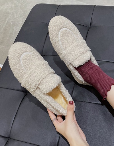 Faux Fur Round Toe Slip On Shoes  #797528 $19.31 USD, Wholesale Fashion Flats