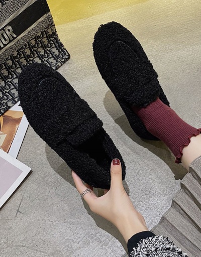 Replica Faux Fur Round Toe Slip On Shoes  #797528 $19.31 USD for Wholesale