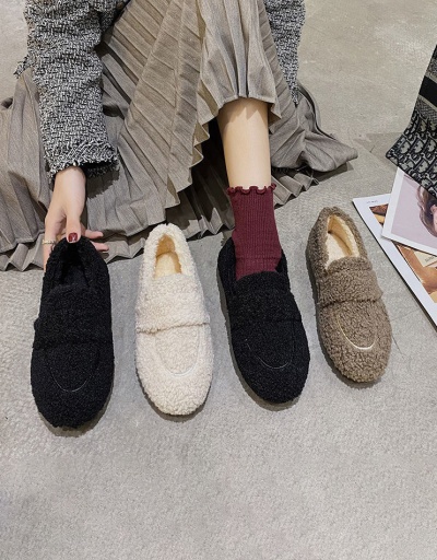 Replica Faux Fur Round Toe Slip On Shoes  #797528 $19.31 USD for Wholesale