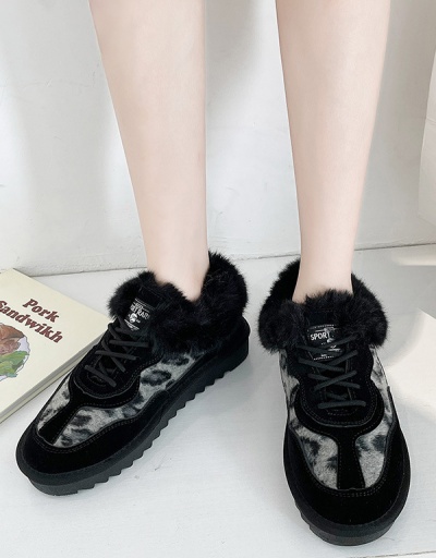 Leopard Patchwork Plush Winter Cotton Shoes #797532 $25.06 USD, Wholesale Fashion Flats