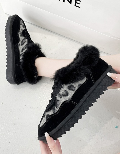 Replica Leopard Patchwork Plush Winter Cotton Shoes #797532 $25.06 USD for Wholesale