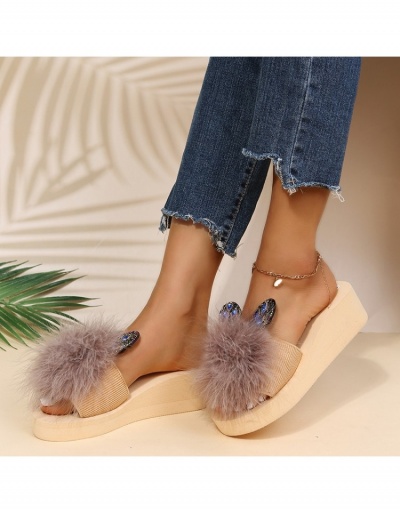  Summer Pure Color Plush Flat Fur Slippers #797543 $13.33 USD, Wholesale Fashion Slippers