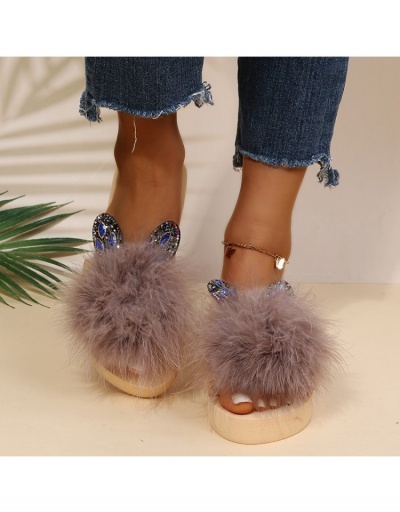 Replica  Summer Pure Color Plush Flat Fur Slippers #797543 $13.33 USD for Wholesale