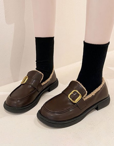 Plush Thicker Vintage Winter Slip On Shoes #797549 $28.15 USD, Wholesale Fashion Flats