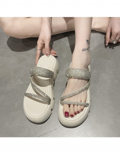  Korean Summer Solid Color Rhinestone Beach Slippers  #797551 $23.28 USD, Wholesale Fashion Slippers