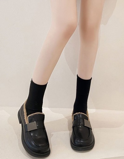 Preppy Style Vintage Fall Plush Slip On Shoes #797552 $28.15 USD, Wholesale Fashion Flats