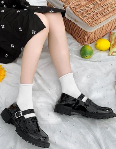 Replica Preppy Style Solid Versatile Chunky Flats Shoes #797567 $29.84 USD for Wholesale