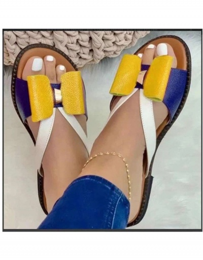 Replica Beach Style Color Block Bow Casual Slippers  #797568 $13.74 USD for Wholesale