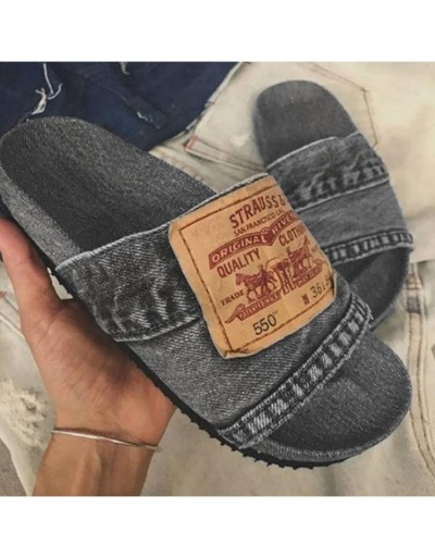 Casual Fashion Solid Color Round Toe Denim  Slippers #797570 $15.50 USD, Wholesale Fashion Slippers