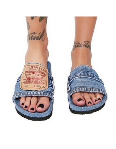 Replica Casual Fashion Solid Color Round Toe Denim  Slippers #797570 $15.50 USD for Wholesale