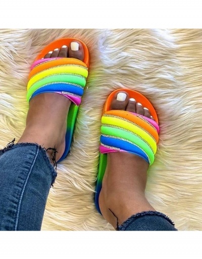  Summer Fashion Rhinestone Rainbow Women's Slippers #797572 $15.12 USD, Wholesale Fashion Slippers