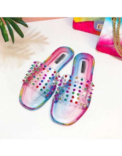  New Color Rivet Flat Slippers For Women #797576 $15.66 USD, Wholesale Fashion Slippers