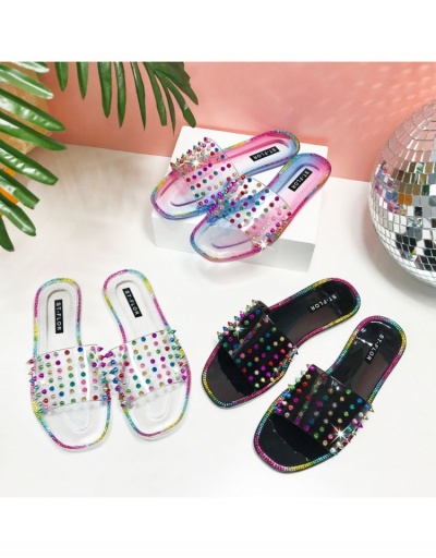 Replica  New Color Rivet Flat Slippers For Women #797576 $15.66 USD for Wholesale