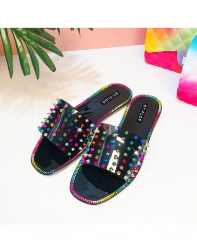 Replica  New Color Rivet Flat Slippers For Women #797576 $15.66 USD for Wholesale