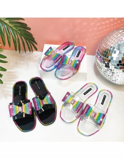 Replica  Fashion Color Bow Rhinestone Women's Slippers #797578 $14.50 USD for Wholesale