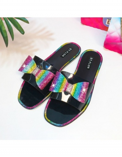 Replica  Fashion Color Bow Rhinestone Women's Slippers #797578 $14.50 USD for Wholesale