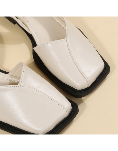 Replica  Women's PU Pure Color Square Toe Sandals #797580 $23.28 USD for Wholesale