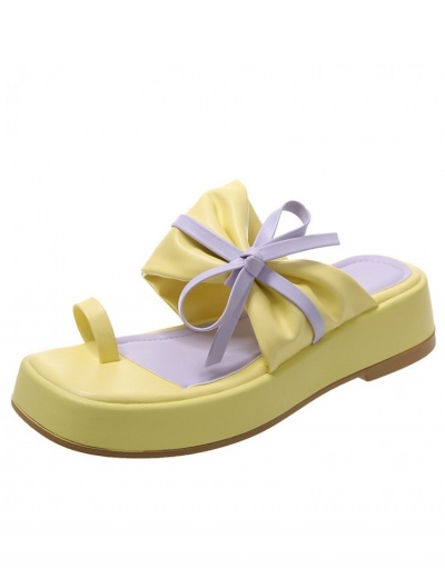 Replica  Korean Fashion Bow Contrast Color Slippers #797583 $21.63 USD for Wholesale