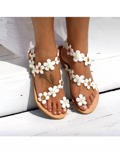  Bohemian Flower Pure Color Flat Sandals #797584 $20.60 USD, Wholesale Fashion Sandals