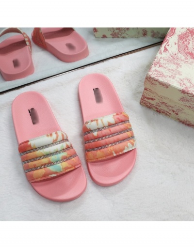 Replica Women Printed Rhinestone  Summer Outdoor Slide Slippers #797585 $12.83 USD for Wholesale