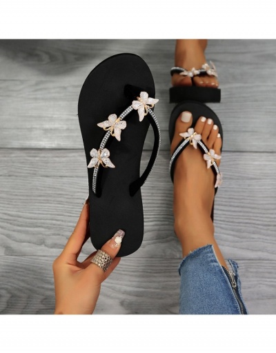 Butterfly Rhinestone  Wedge Flip Flop Slippers #797586 $14.39 USD, Wholesale Fashion Slippers