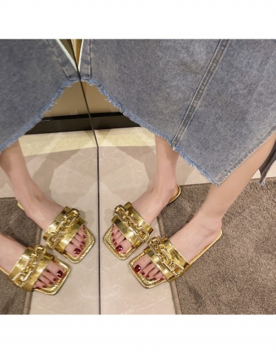 Replica Women's Square Toe Metal Chain Slippers #797592 $15.15 USD for Wholesale