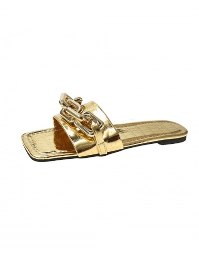 Replica Women's Square Toe Metal Chain Slippers #797592 $15.15 USD for Wholesale