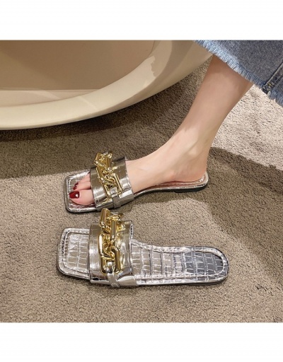 Replica Women's Square Toe Metal Chain Slippers #797592 $15.15 USD for Wholesale