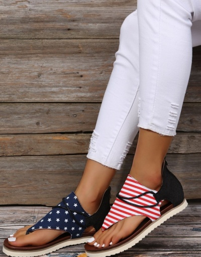 Replica Sunflower American Flag Printed  Zipper Flat  Red Sandals #797597 $23.97 USD for Wholesale