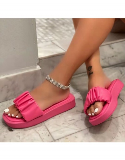 Replica  Summer Pure Color Platform Pleated Women's Slippers #797600 $22.52 USD for Wholesale