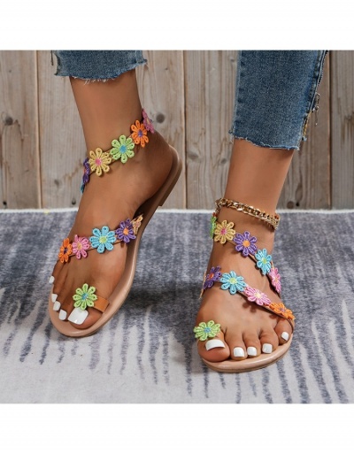 Replica  Bohemian Colorful Flower Flat Sandals #797601 $16.90 USD for Wholesale