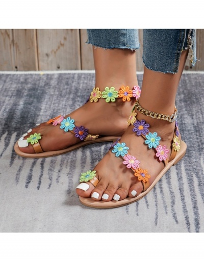 Replica  Bohemian Colorful Flower Flat Sandals #797601 $16.90 USD for Wholesale