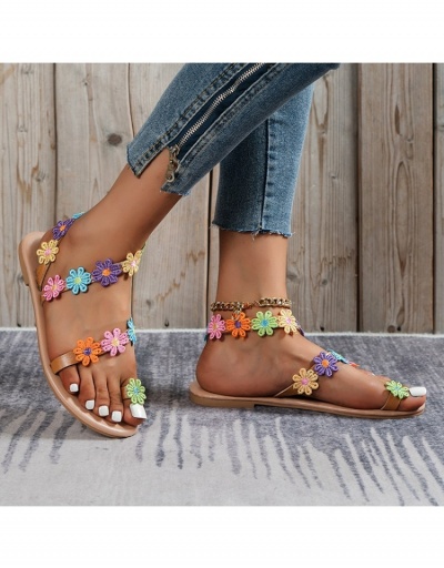 Replica  Bohemian Colorful Flower Flat Sandals #797601 $16.90 USD for Wholesale