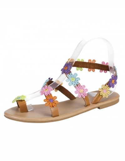 Replica  Bohemian Colorful Flower Flat Sandals #797601 $16.90 USD for Wholesale