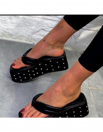 Replica PU Rhombic Pattern Platform Slippers #797607 $19.99 USD for Wholesale