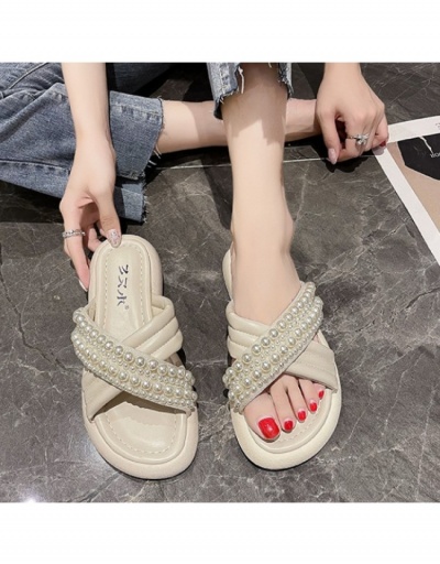  Summer PU Beaded Round Toe Women's Slipper #797611 $24.00 USD, Wholesale Fashion Slippers