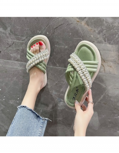 Replica  Summer PU Beaded Round Toe Women's Slipper #797611 $24.00 USD for Wholesale