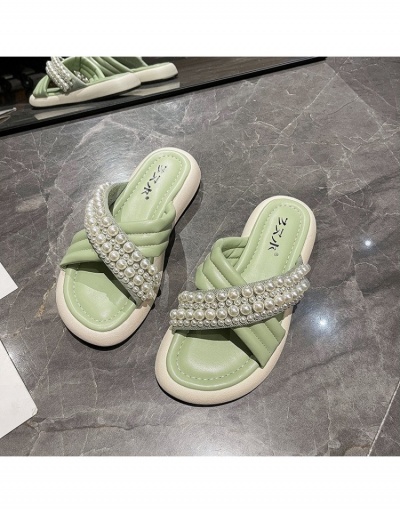 Replica  Summer PU Beaded Round Toe Women's Slipper #797611 $24.00 USD for Wholesale