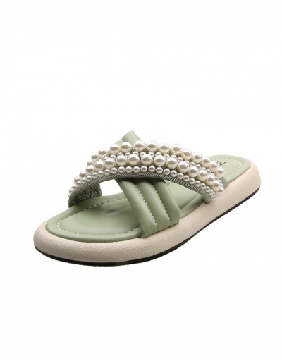 Replica  Summer PU Beaded Round Toe Women's Slipper #797611 $24.00 USD for Wholesale