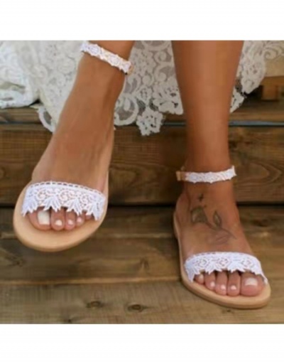 Replica  Lace Pure Color Women's Sandals #797614 $18.59 USD for Wholesale