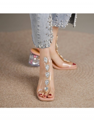 Replica  Fashion Crystal Rhinestone Heeled Sandals #797615 $36.86 USD for Wholesale